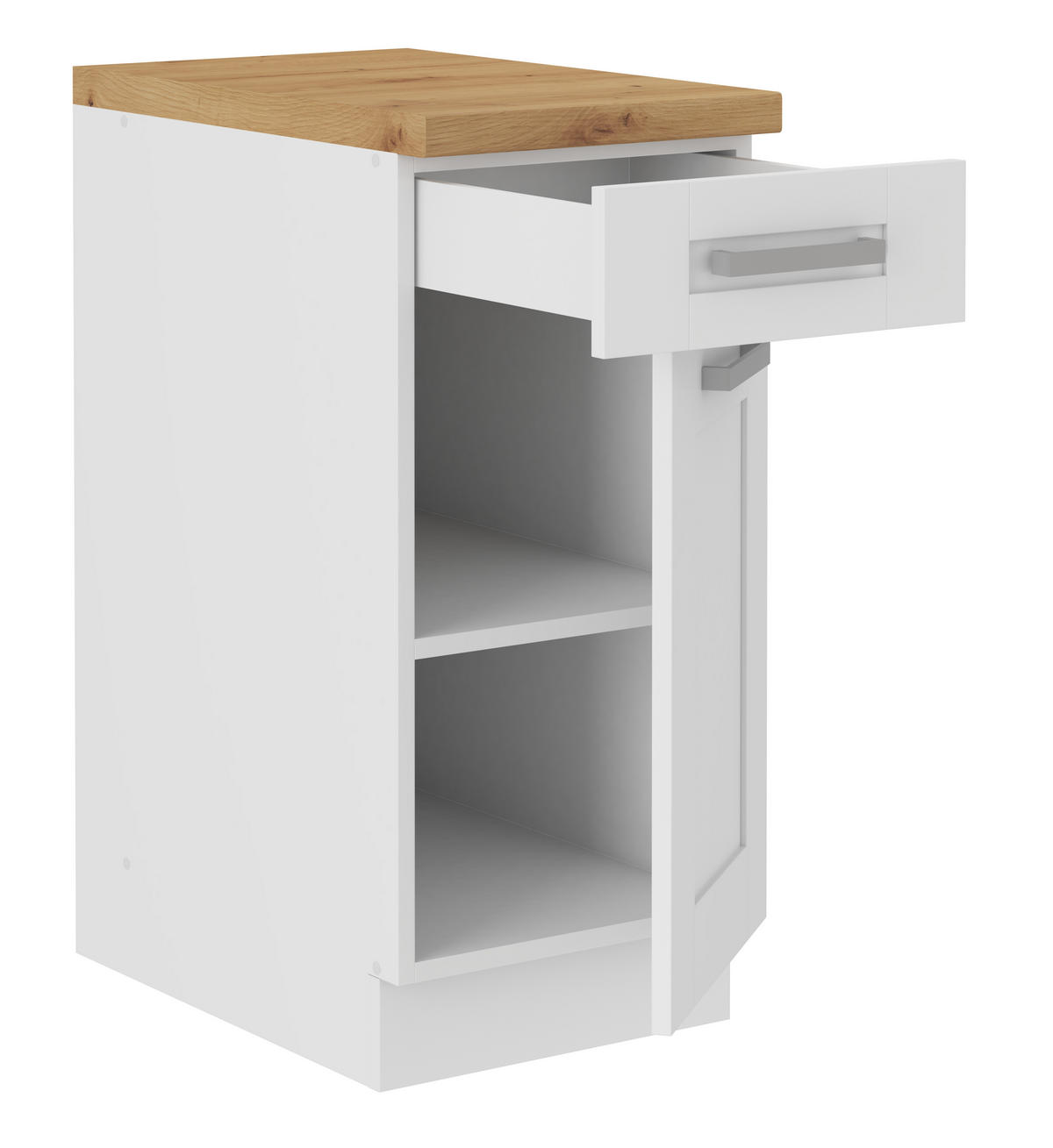 KÜCHENUNTERSCHRANK 40/86/60 cm  in Weiß  - Silberfarben/Eiche Artisan, ROMANTIK / LANDHAUS, Holzwerkstoff/Metall (40/86/60cm) - MID.YOU