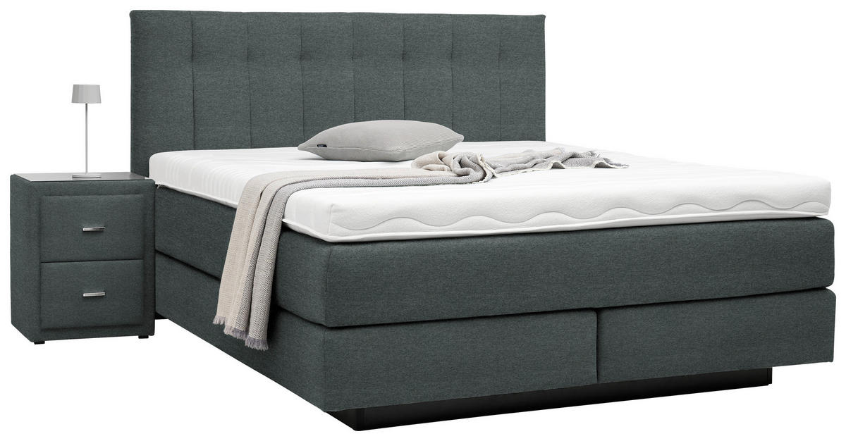 BOXSPRINGBETT 200/200 cm  in Anthrazit  - Anthrazit/Schwarz, Design, Holzwerkstoff/Kunststoff (200/200cm) - Beldomo - Sleep