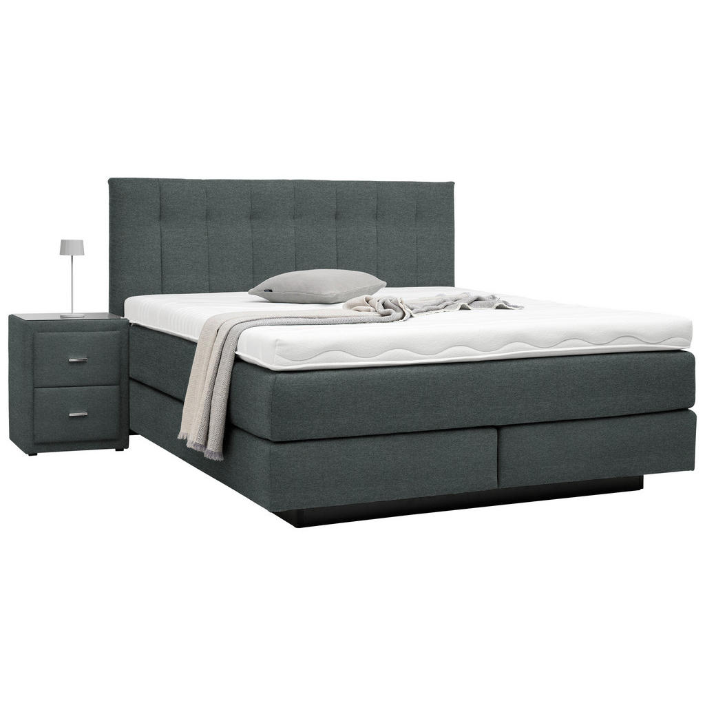 Thumbnail - Beldomo - Sleep Boxspringbett, Anthrazit, Textil, H3 + H4, 7-Zonen, Höhe ca. 23 cm, 160x200 cm, Goldenes M, Made in EU, ...