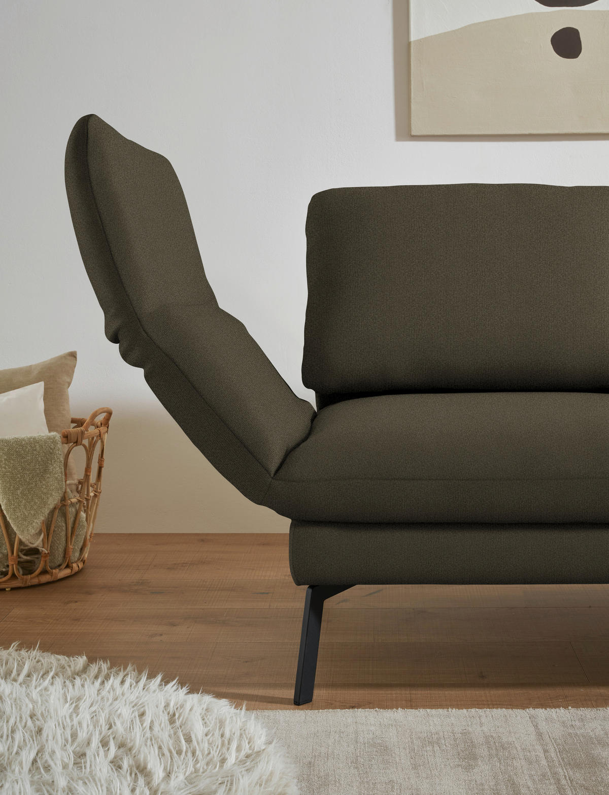 ECKSOFA  in Flachgewebe Dunkelgrün  255-365/175-224 cm  - Dunkelgrün/Schwarz, Design, Textil/Metall (255-365/175-224cm) - Dieter Knoll