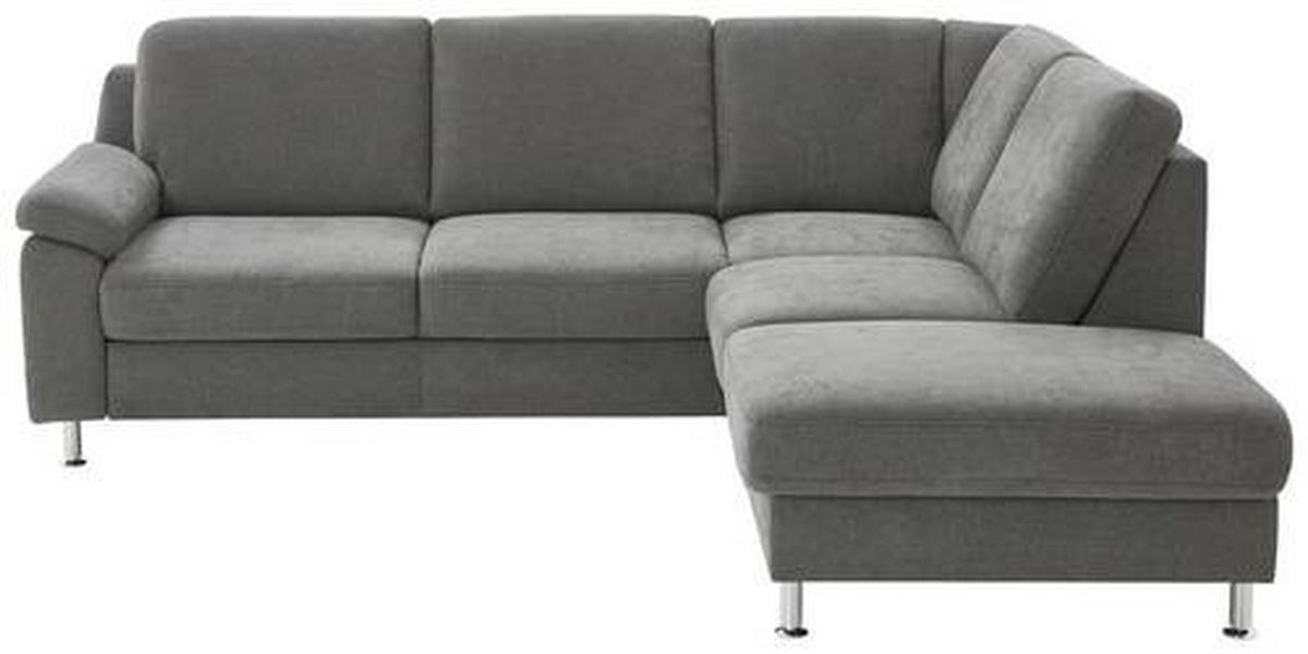 ECKSOFA in Webstoff Dunkelgrau  - Dunkelgrau/Alufarben, Konventionell, Textil/Metall (241/200cm) - Beldomo System