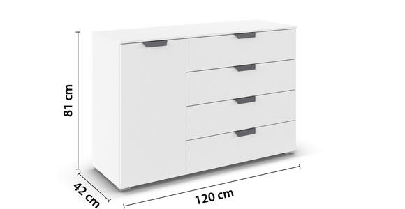 KOMMODE  in 120/81/42 cm  - Dunkelgrau/Weiß, Design, Holzwerkstoff/Metall (120/81/42cm) - Carryhome