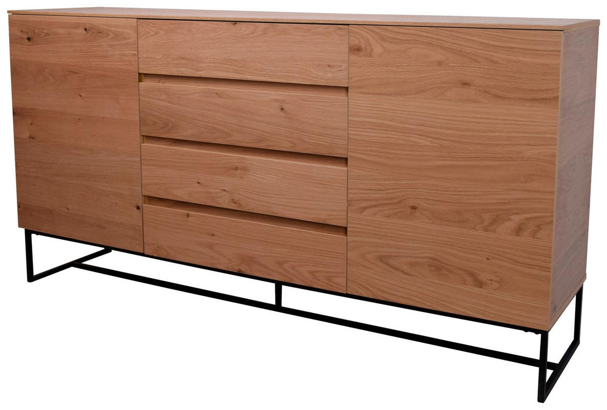 SIDEBOARD 165/86/40 cm  - svart/ekfärgad, Klassisk, metall/trämaterial (165/86/40cm) - home24