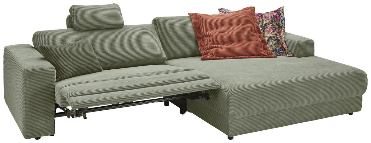 Freisteller von Pure Home Lifestyle ECKSOFA inkl. Relaxfunktion Grün Cord.