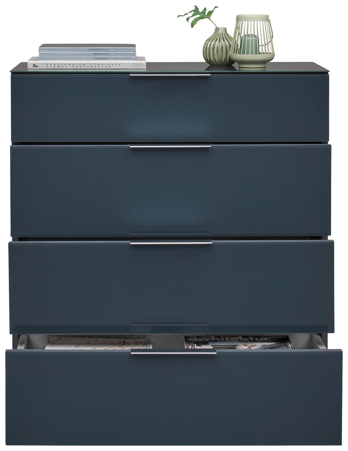 KOMMODE 90/101/42 cm  in Anthrazit  - Anthrazit/Alufarben, Design, Glas/Holzwerkstoff (90/101/42cm) - Voleo