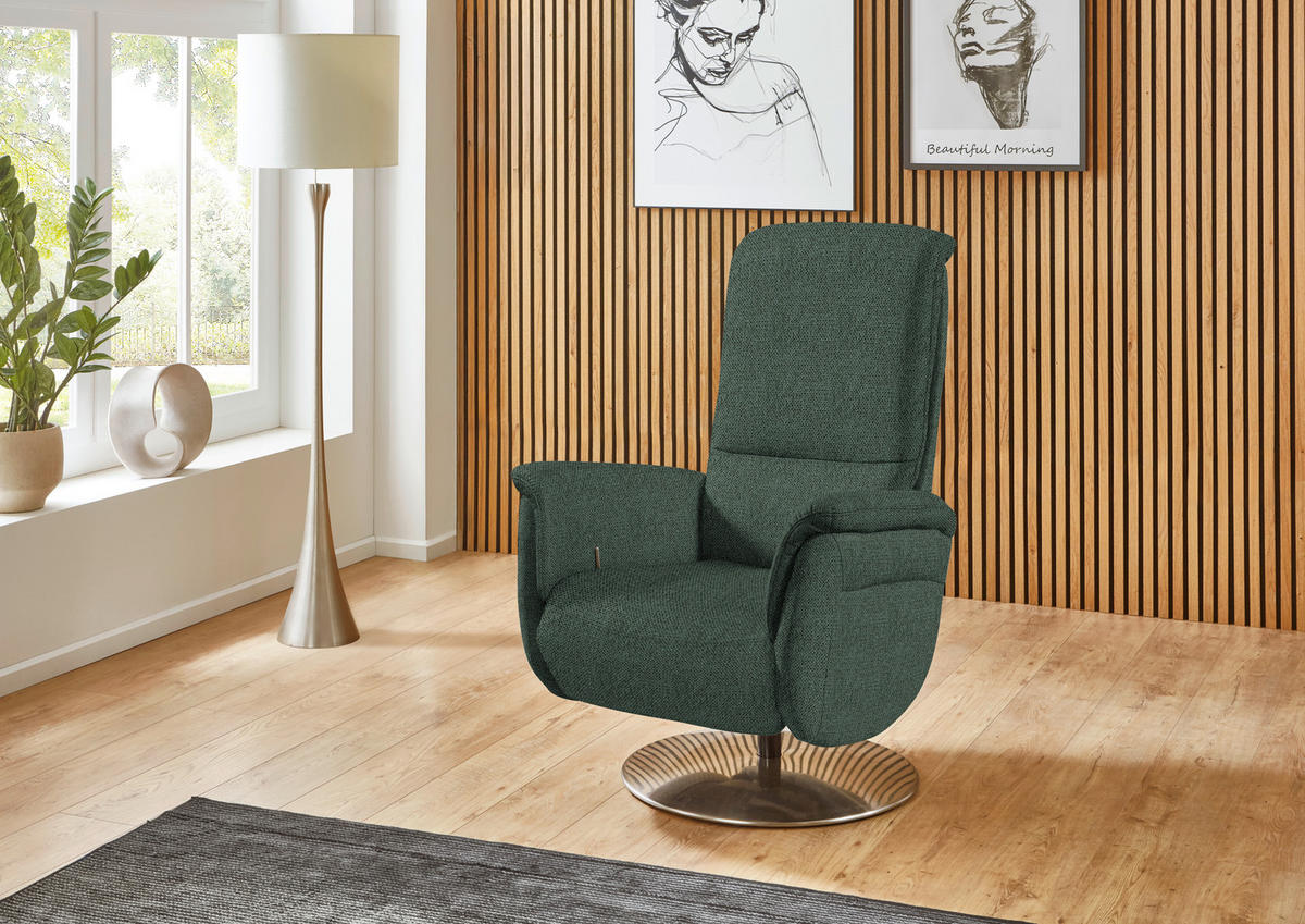 RELAXSESSEL in Textil Dunkelgrün  - Dunkelgrün/Edelstahlfarben, KONVENTIONELL, Textil/Metall (79/112/94cm) - Beldomo Premium