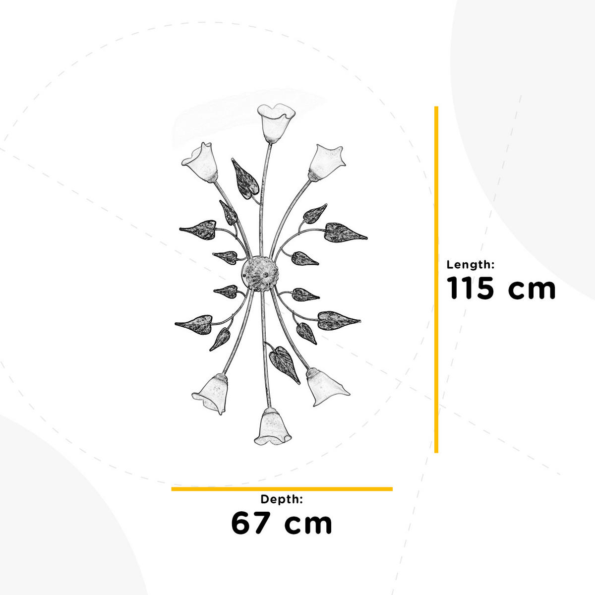 DECKENLEUCHTE 65/40/125 cm   - Beige/Weiß, ROMANTIK / LANDHAUS, Glas/Metall (65/40/125cm)