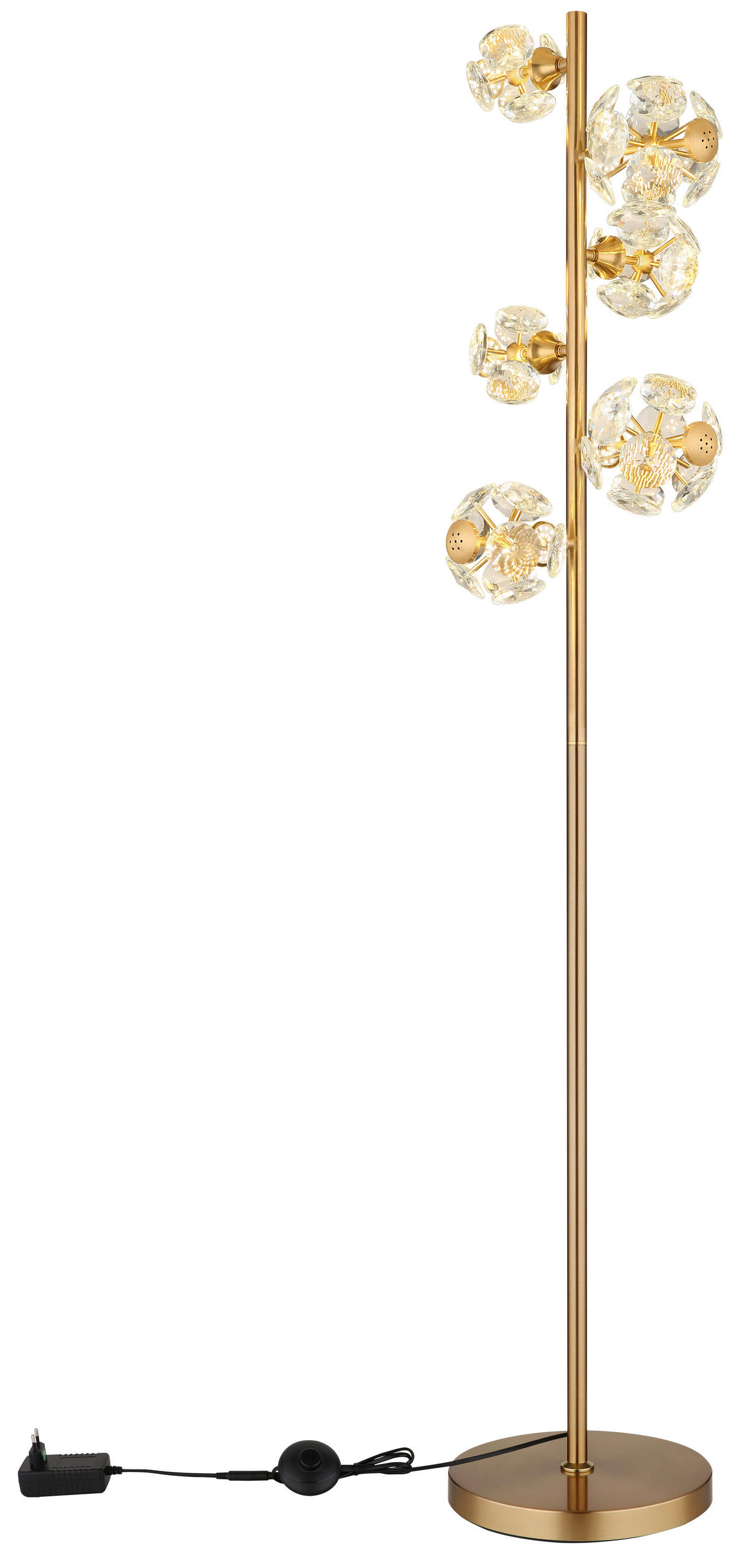 LED SVJETILJKA PODNA VIRINA  - prozirno/zlatne boje, Konvencionalno, staklo/metal (28/36/155cm) - Globo