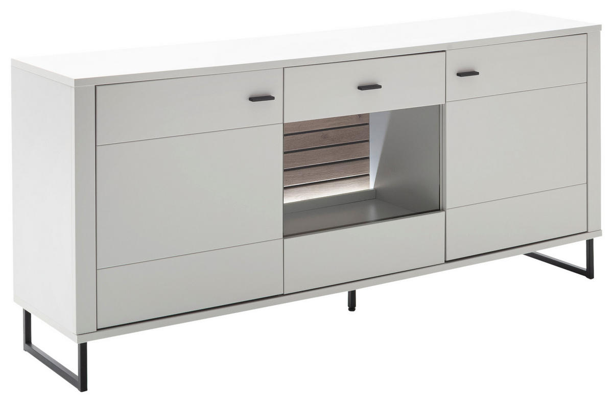 SIDEBOARD  in 189/85/44 cm  - Eichefarben/Anthrazit, Design, Glas/Holzwerkstoff (189/85/44cm) - Stylife