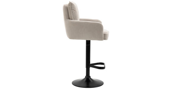BARHOCKER Cord Schwarz, Beige Eisen Stoffauswahl, Sitzfläche 360° drehbar, inklusive Armlehnen - Beige/Schwarz, Design, Textil/Metall (54/98-120/58cm) - Novel