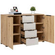 SIDEBOARD  130/87/40 cm 4 Schublade(n)  - Kaschmir/Schwarz, KONVENTIONELL, Holzwerkstoff/Metall (130/87/40cm) - Carryhome