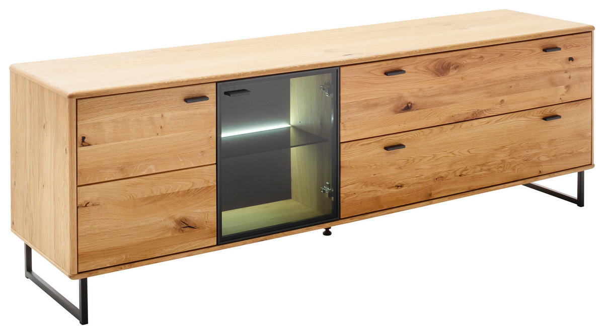 LOWBOARD  in 209/68/50 cm  - Wildeiche/Anthrazit, Design, Glas/Holz (209/68/50cm) - MID.YOU