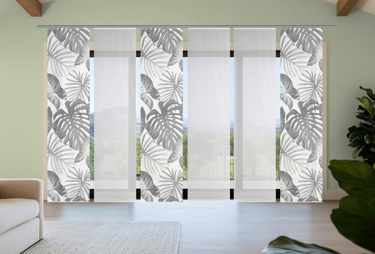 FLÄCHENVORHANG  6 Stück  blickdicht  60/260 cm   - Grau Hochglanz/Weiß, Natur, Textil (60/260cm)