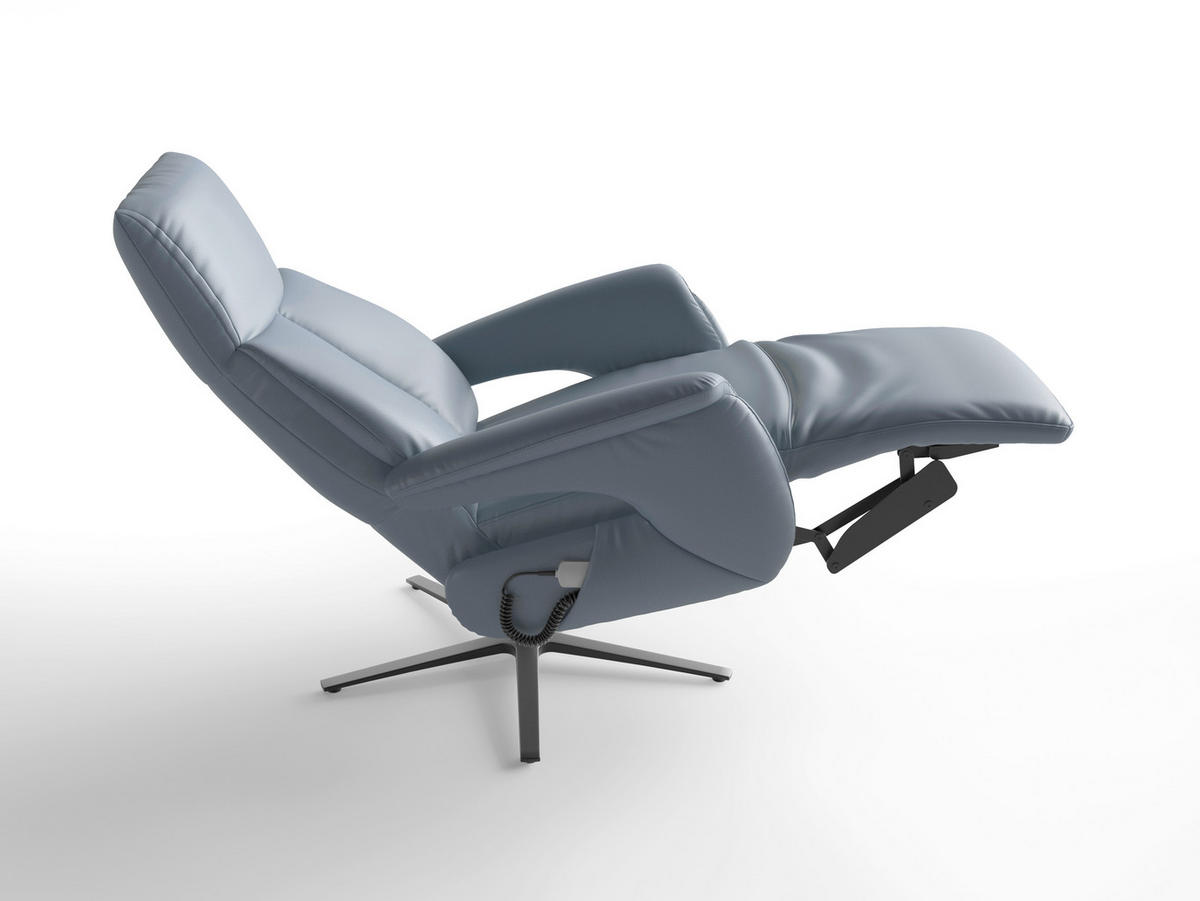 RELAXSESSEL Leder Graublau  - Graublau/Schwarz, Basics, Leder/Metall (75/110/85cm) - Sit & More