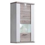 HÄNGEVITRINE in Weiß, Eichefarben   - Eichefarben/Alufarben, Design, Glas/Holzwerkstoff (65/131/42cm) - Xora