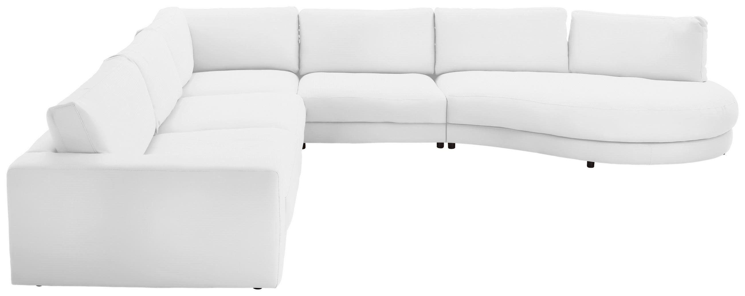 ECKSOFA in Chenille, Cord Weiß  365/425 cm  - Schwarz/Weiß, Design, Kunststoff/Textil (365/425cm) - Lomoco
