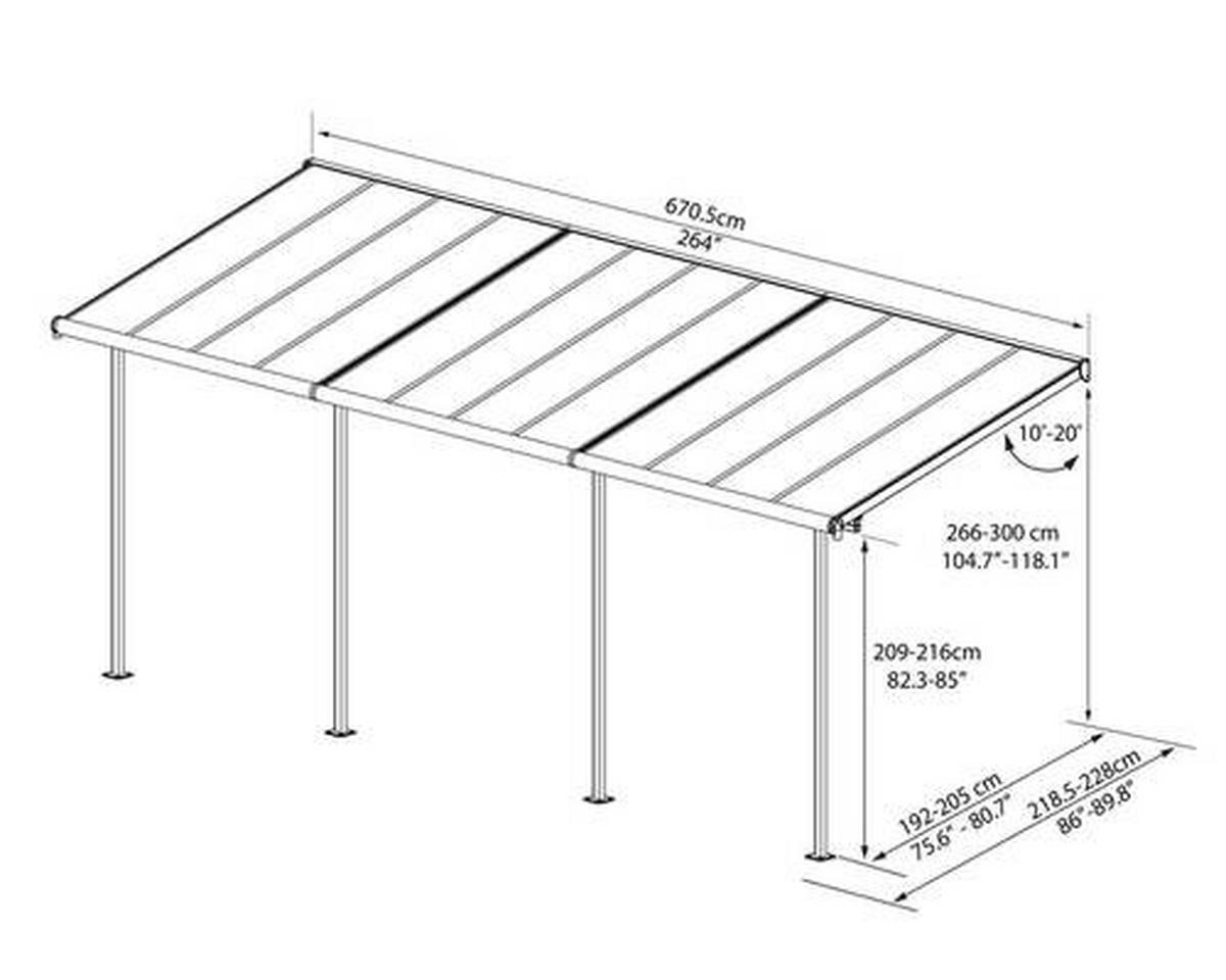 TERRASSENÜBERDACHUNG - Weiß, Basics, Metall (670/257/230cm) - Ambia Garden