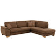 ECKSOFA in Mikrofaser Braun  - Wildeiche/Beige, Natur, Holz/Textil (286/236cm) - Voleo