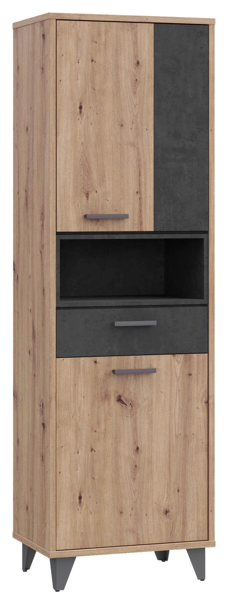 REGAL Dunkelgrau, Eiche Artisan  - Dunkelgrau/Schwarz, Design, Holzwerkstoff/Kunststoff (60/193/42cm) - Carryhome