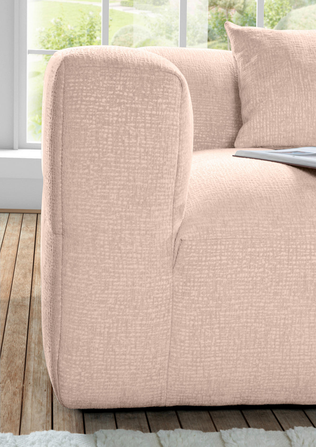 ECKSOFA in Flachgewebe Rosa  - Schwarz/Rosa, Konventionell, Kunststoff/Textil (280/170cm) - Carryhome