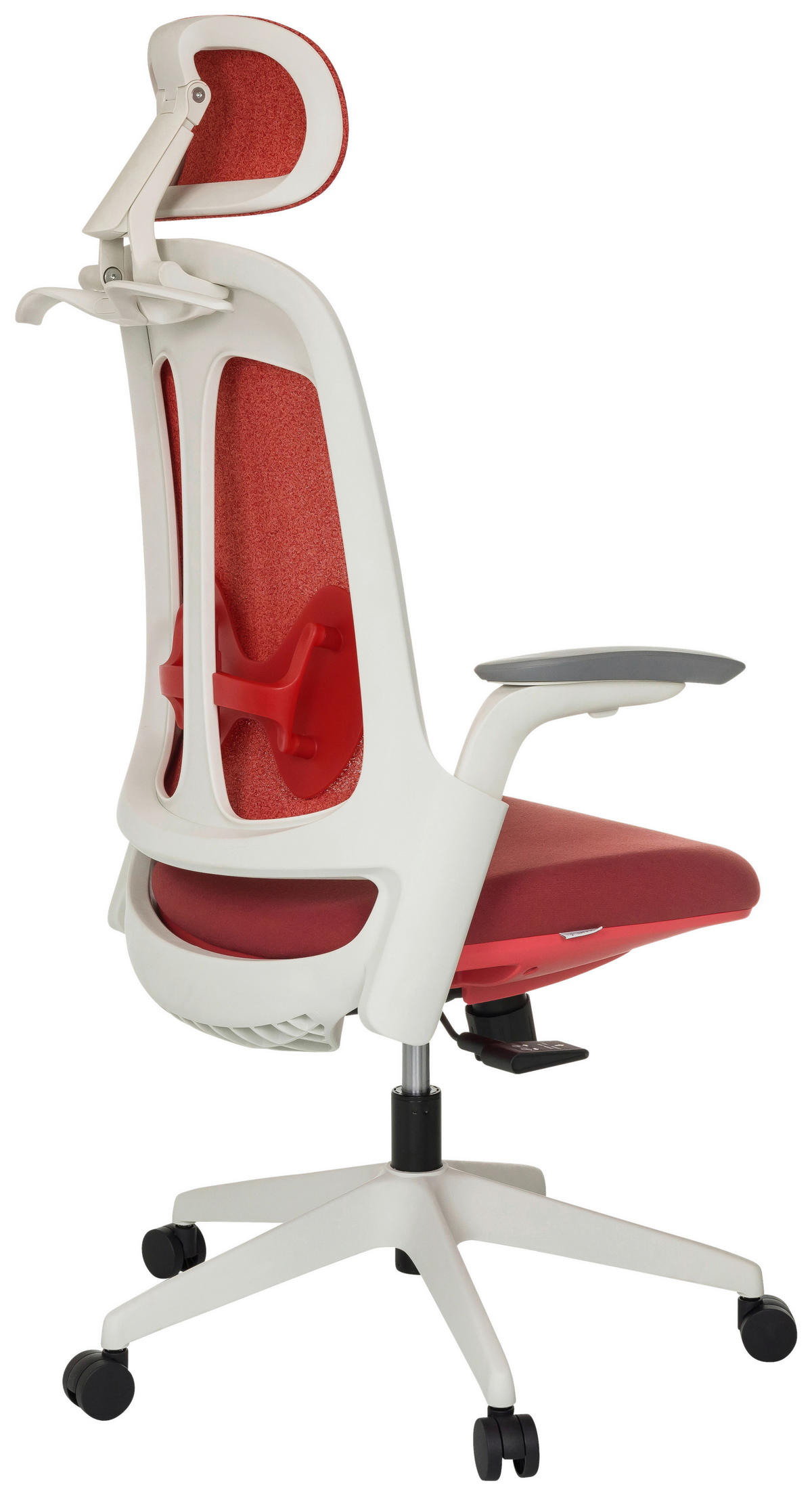 DREHSTUHL Netzbespannung Rot  - Rot/Weiß, MODERN, Kunststoff/Textil (66/115-131/66cm) - MID.YOU