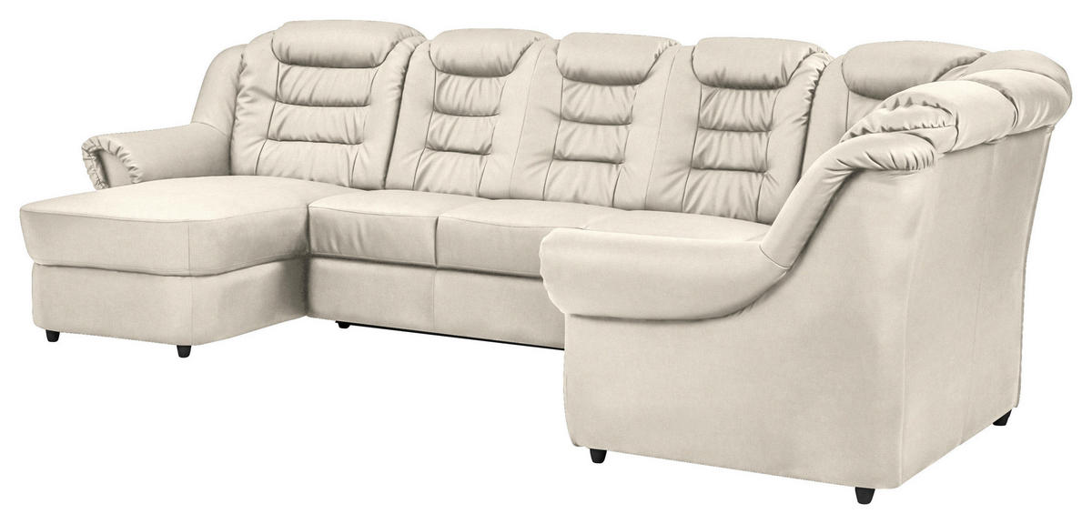 WOHNLANDSCHAFT in Chenille Creme  - Creme/Schwarz, Konventionell, Kunststoff/Textil (165/333/216cm) - Livetastic