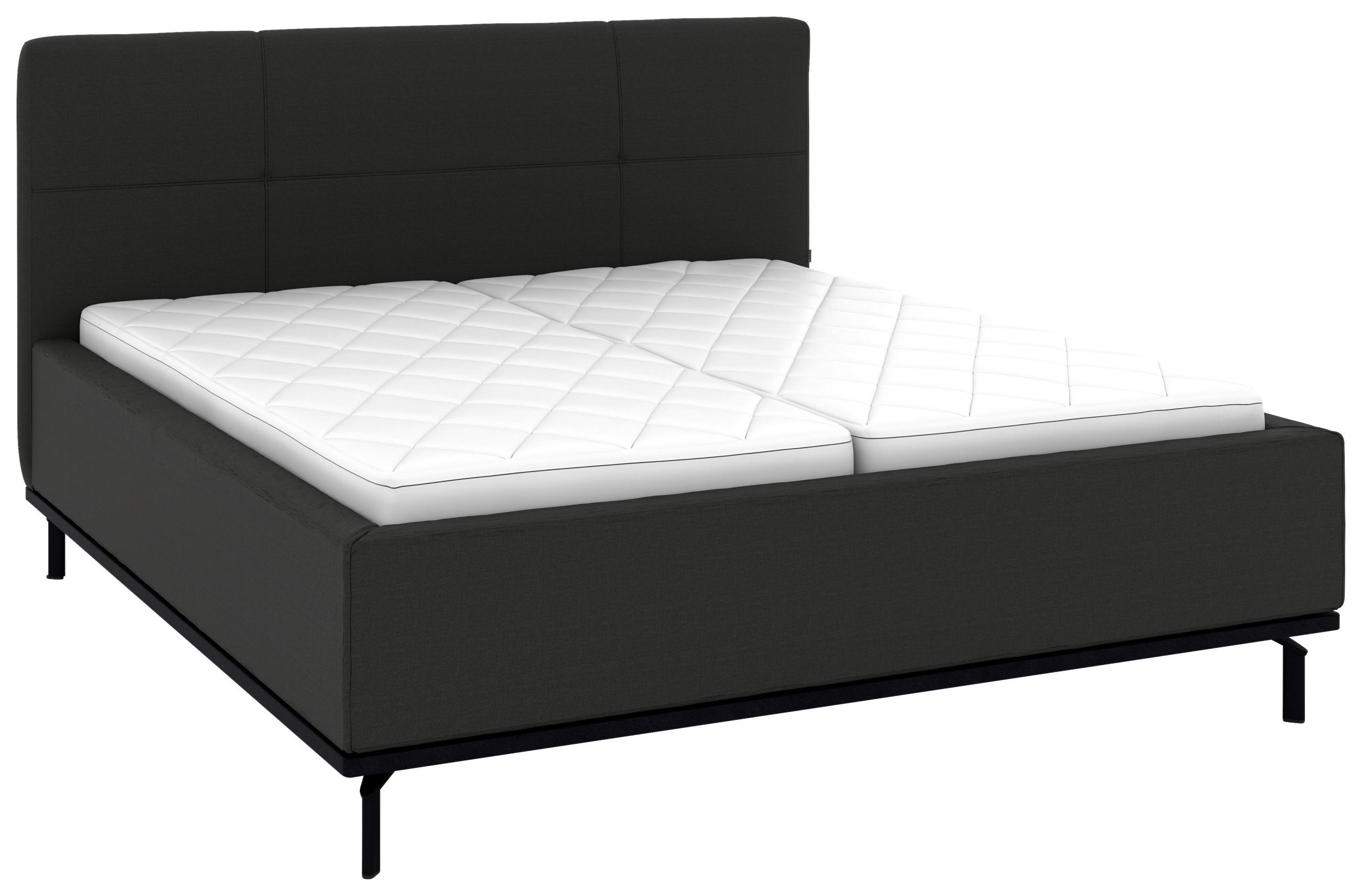 POLSTERBETT 180/200 cm,  in Anthrazit, Matratze, Lattenrost, Bettkasten, H2 + H3 = mittel + fest  - Anthrazit/Graphitfarben, Design, Holz/Textil (180/200cm) - Musterring