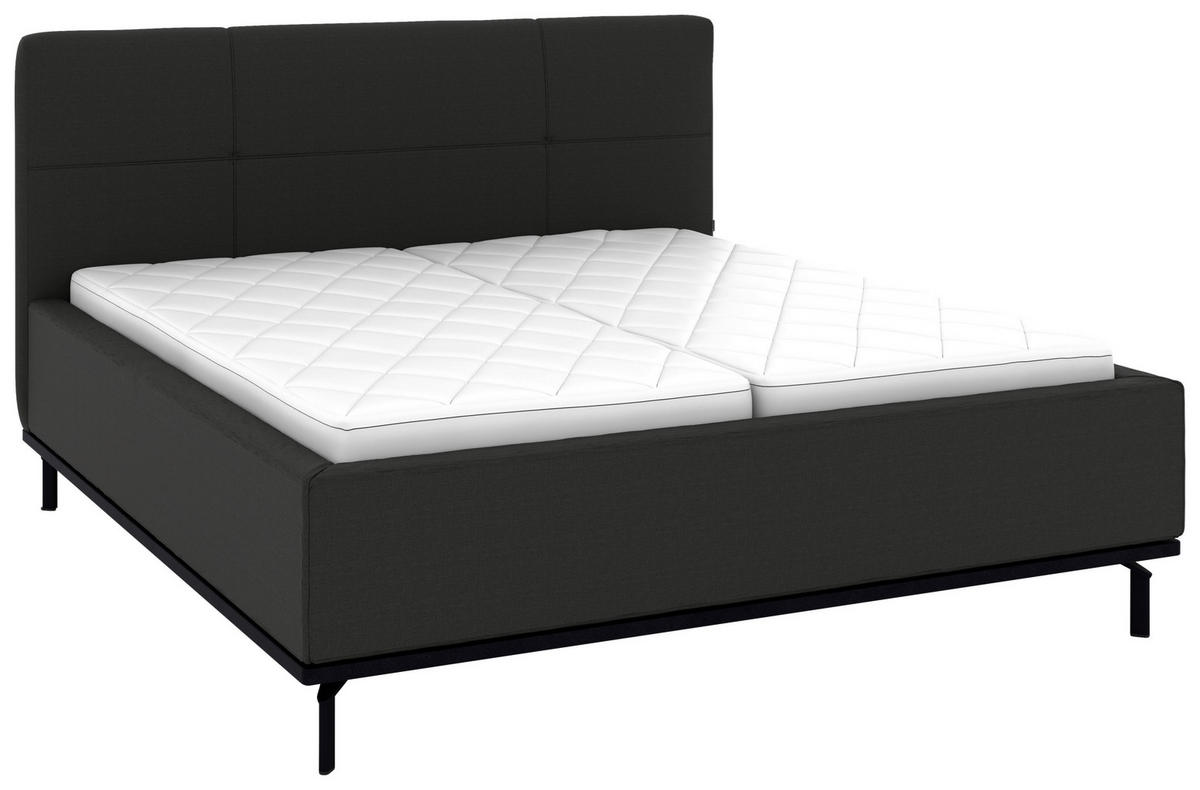 POLSTERBETT 180/200 cm,  in Anthrazit, Matratze, Lattenrost, Bettkasten, H2 + H2 = mittel  - Anthrazit/Graphitfarben, Design, Holz/Textil (180/200cm) - Musterring