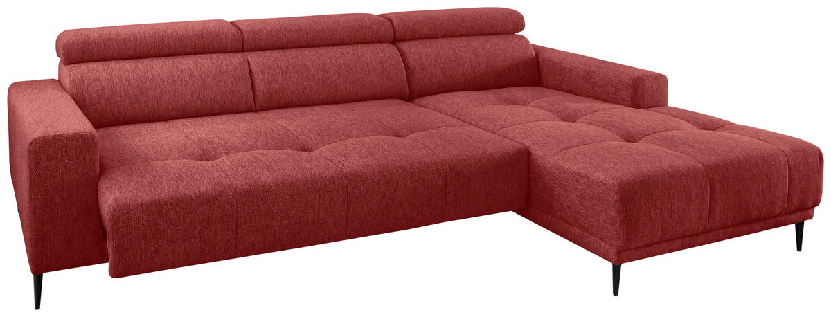 ECKSOFA Rot Chenille  - Rot/Schwarz, KONVENTIONELL, Textil/Metall (276/188cm) - Livetastic