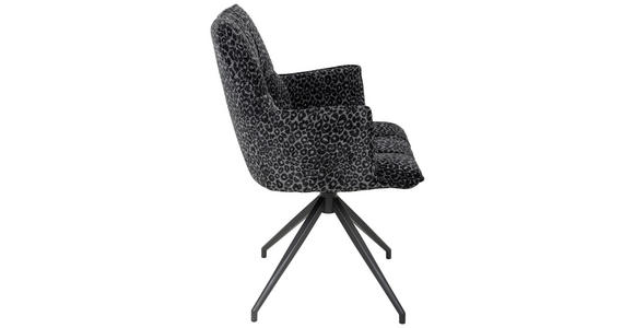 ARMLEHNSTUHL  Stoffauswahl, Sitzfläche 360° drehbar, automatische Rückholfunktion Jacquard  - Schwarz/Grau, Design, Textil/Metall (59/89.5/63cm) - Novel