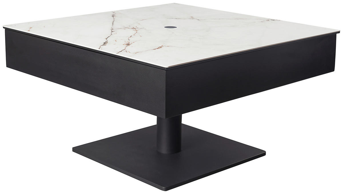 KONFERENČNÍ STOLEK, černá, bílá, kov, sklo, keramika, kompozitní dřevo, 75/75/42-57 cm - bílá/černá, Basics, kov/kompozitní dřevo (75/75/42-57cm) - Dieter Knoll