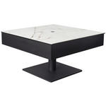 COUCHTISCH in Metall, Glas, Keramik, Holzwerkstoff 75/75/42-57 cm  - Schwarz/Weiß, Basics, Glas/Keramik (75/75/42-57cm) - Dieter Knoll