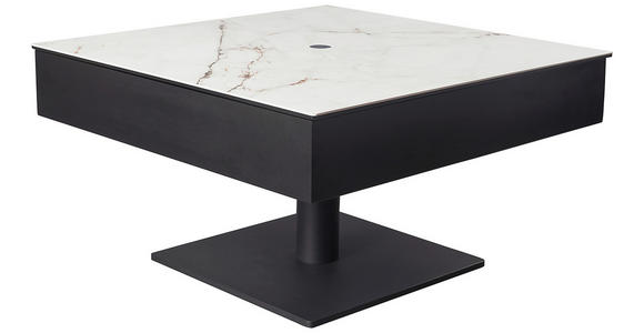 COUCHTISCH ESG 75/75/42-57 cm quadratisch Schwarz, Weiß  - Schwarz/Weiß, Basics, Glas/Keramik (75/75/42-57cm) - Dieter Knoll