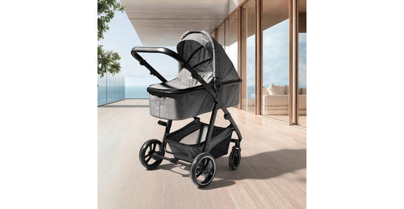KINDERWAGENSET Korfu  - Dunkelgrau/Schwarz, Basics, Kunststoff/Textil - My Baby Lou