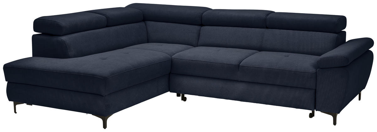ECKSOFA inkl. Funktion COMBO Dunkelblau Flachgewebe  - Schwarz/Dunkelblau, Design, Textil/Metall (206/266cm) - Stylife