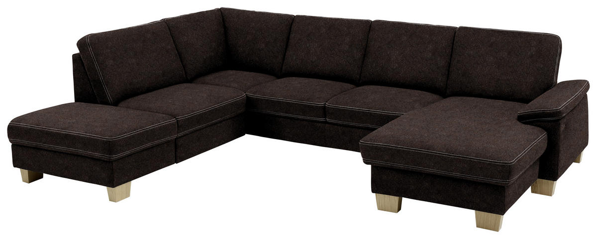 WOHNLANDSCHAFT in Mikrofaser Dunkelbraun  - Eichefarben/Dunkelbraun, Konventionell, Holz/Textil (235/316/167cm) - Beldomo System