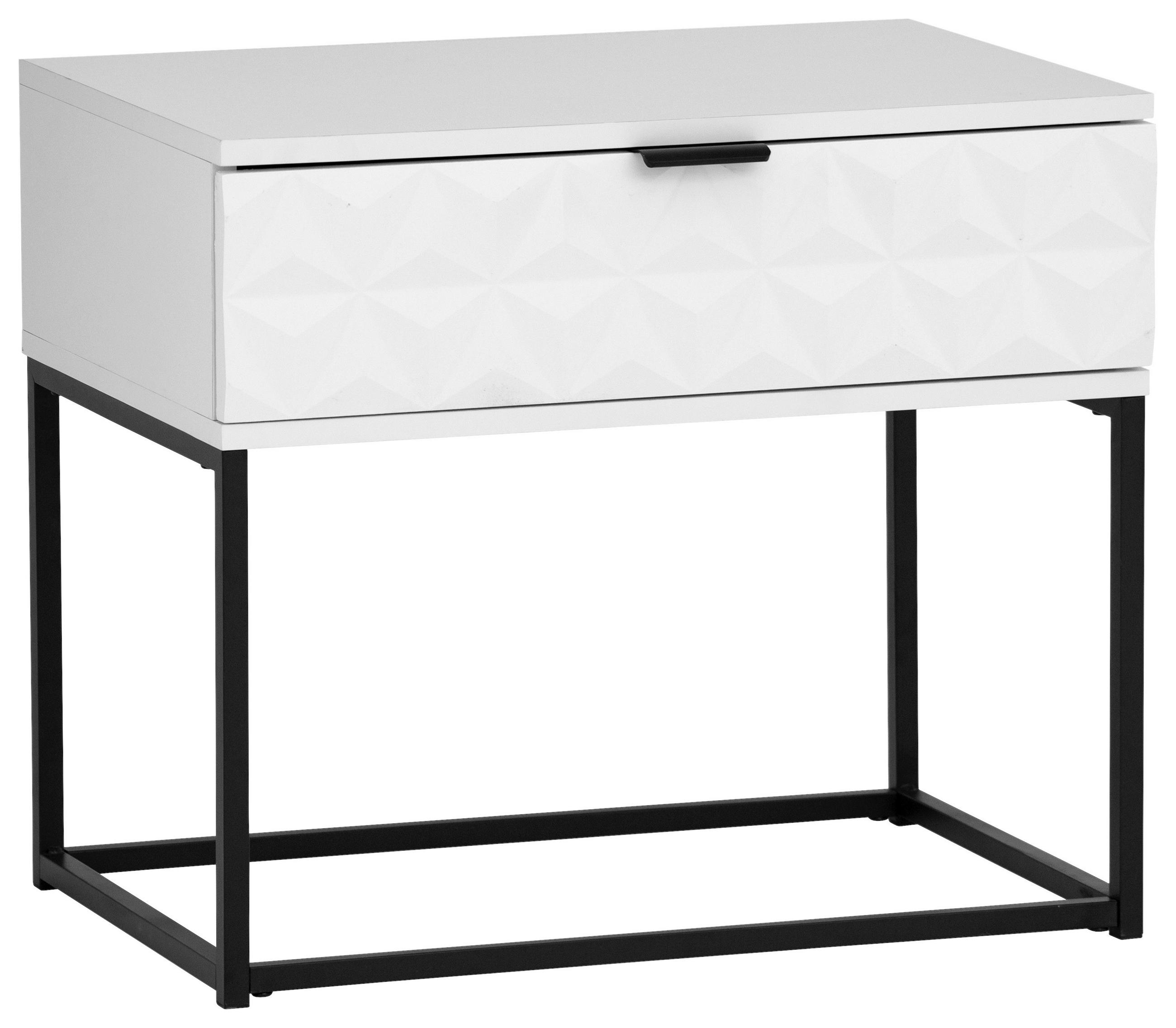 NACHTSCHRANK 59,5/52/38,5 cm  - Schwarz/Weiß, KONVENTIONELL, Holzwerkstoff/Metall (59,5/52/38,5cm) - Boxxx