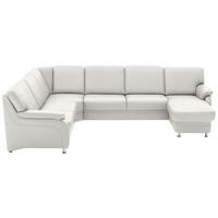WOHNLANDSCHAFT Echtleder Weiss  - Weiss/Alufarben, Konventionell, Leder/Metall (239/329/165cm) - Beldomo Premium