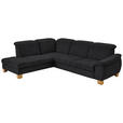 ECKSOFA in Flachgewebe Schwarz  - Wildeiche/Schwarz, Natur, Holz/Textil (243/301cm) - Voleo