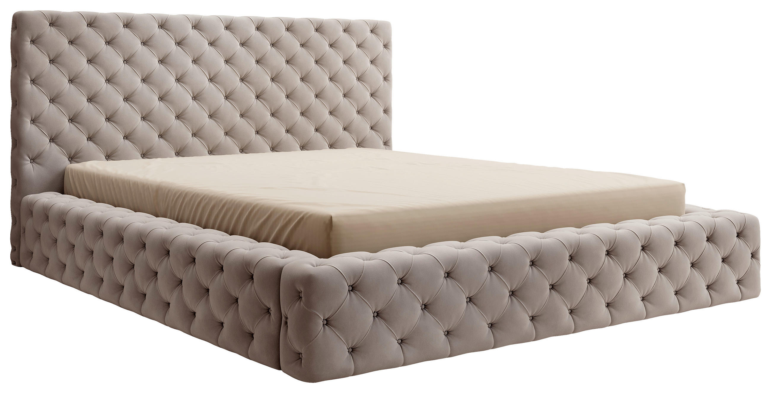 POLSTERBETT Lattenrost, Bettkasten 180/200 cm  in Beige  - Beige/Schwarz, MODERN, Holz/Kunststoff (180/200cm) - MID.YOU