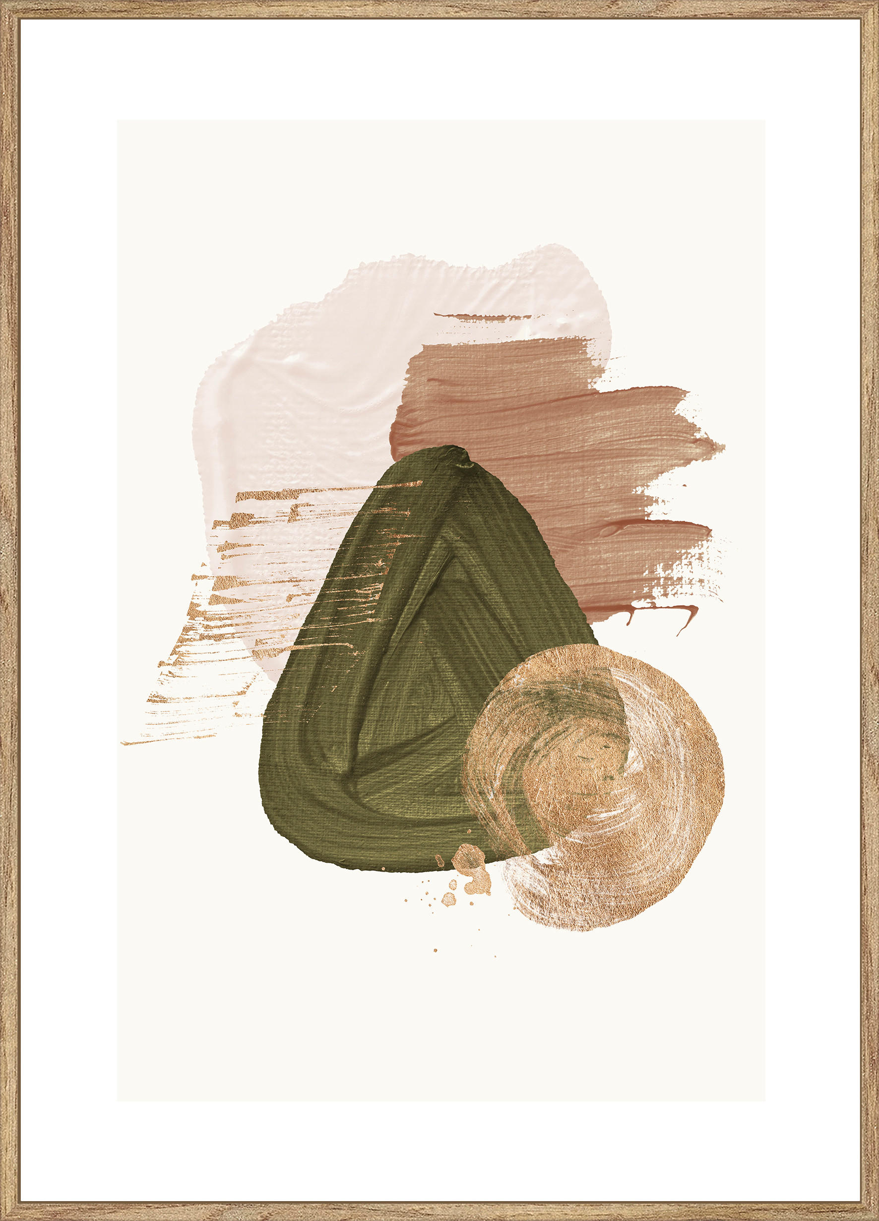 UMELECKÁ TLAČ, abstraktné, 51,2/71,2 cm  - viacfarebná/farba duba, Design, kompozitné drevo/textil (51,2/71,2cm) - Monee