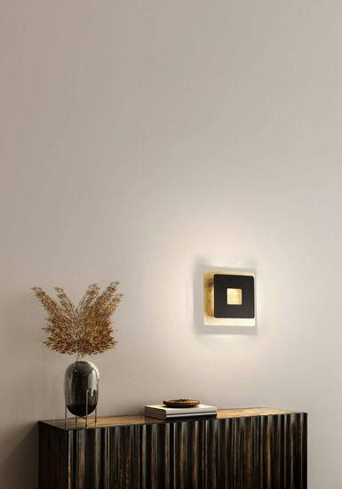 LED-WANDLEUCHTE - Goldfarben/Schwarz, Konventionell, Metall (18/18cm) - Fischer & Honsel