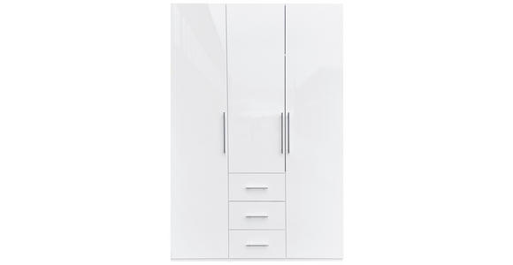 KLEIDERSCHRANK in Weiß, Weiß Hochglanz - Weiß Hochglanz/Alufarben, KONVENTIONELL, Holzwerkstoff/Metall (147/219/59cm) - Carryhome