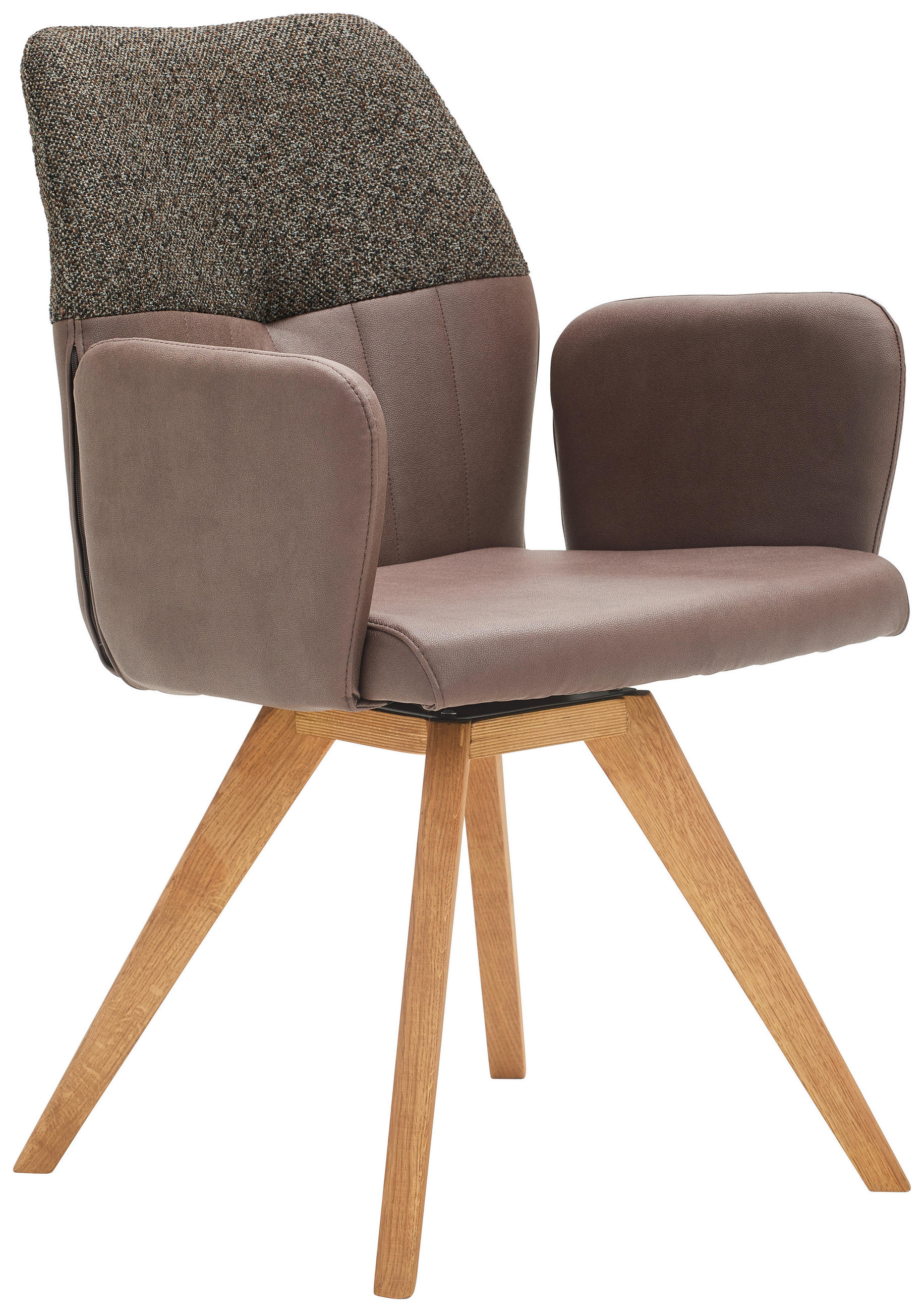 ARMLEHNSTUHL  in Lederlook, Webstoff  - Wildeiche/Braun, KONVENTIONELL, Holz/Textil (57/87/63cm) - Valdera