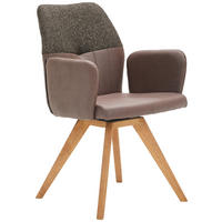 ARMLEHNSTUHL  in Lederlook, Webstoff  - Wildeiche/Braun, Konventionell, Holz/Textil (57/87/63cm) - Valdera