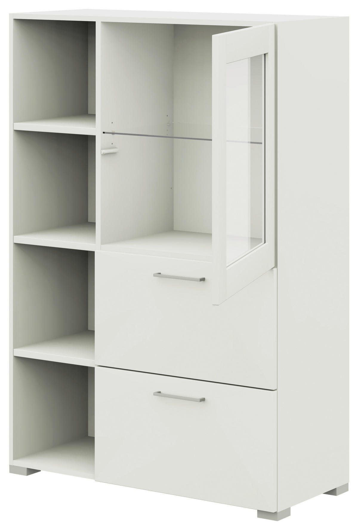 VITRINE in Weiß  - Edelstahlfarben/Weiß, Design, Glas/Holzwerkstoff (100/143,3/41,9cm) - Cantus
