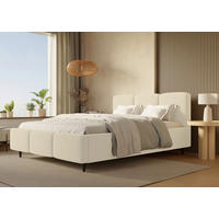 POLSTERBETT Lattenrost, Bettkasten 200/200 cm  in Creme  - Creme/Schwarz, Design, Holz/Textil (200/200cm) - Boxxx