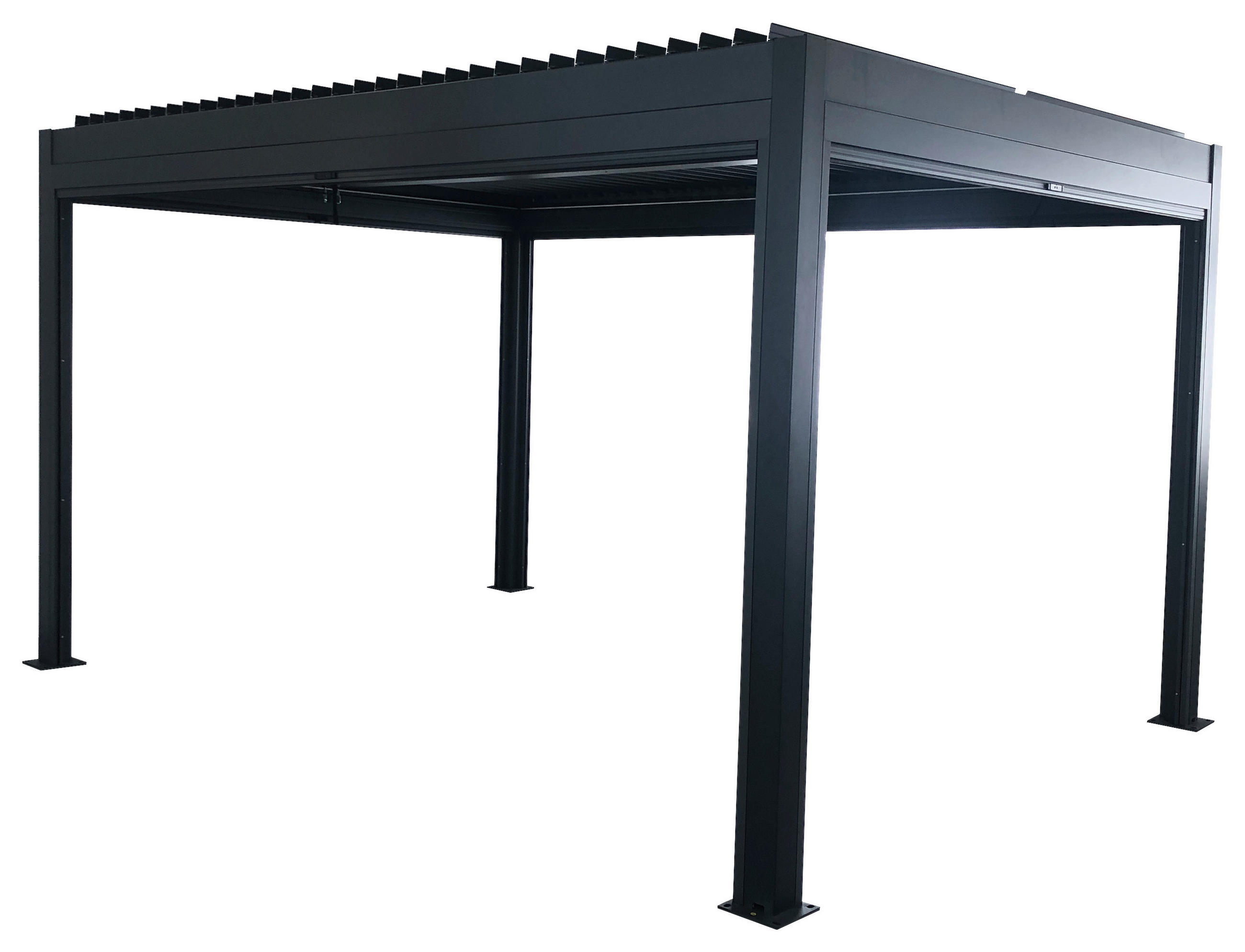 PAVILLON 396/231/299 cm Aluminium  - Anthrazit/Grau, Design, Textil/Metall (396/231/299cm) - Amatio