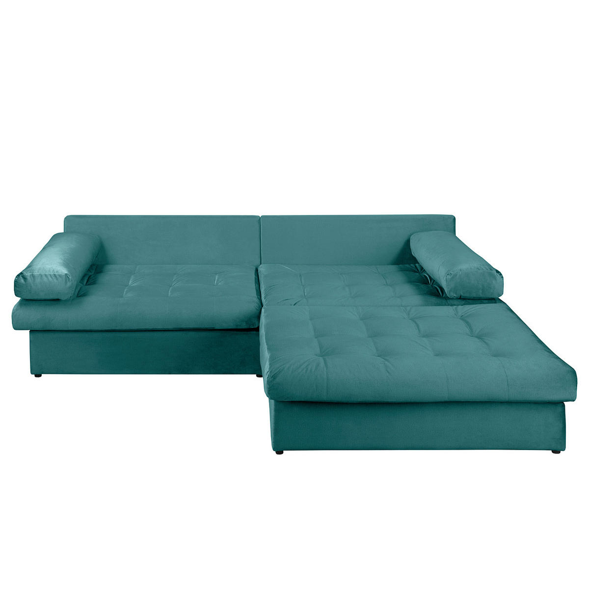ECKSOFA Velours Blau  - Blau/Schwarz, Design, Kunststoff/Textil (284/243cm) - P & B