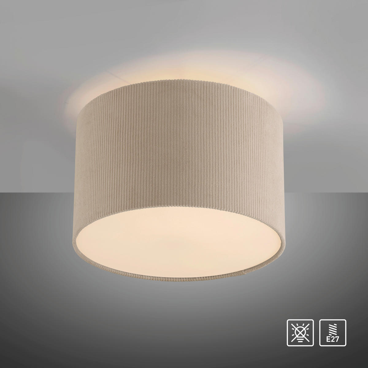 LED PLAFONJERA Duro  - bež, Osnovno, drvo/metal (35/23cm)